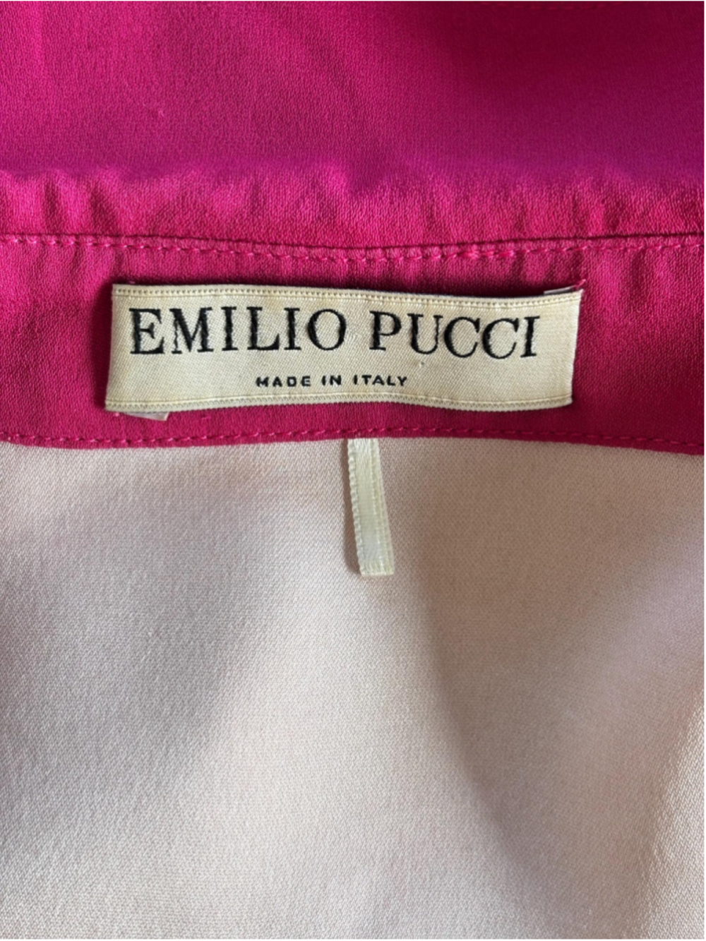 Emilio Pucci Silk Blouse Lace Print Pink Collar - Picture 6 of 10